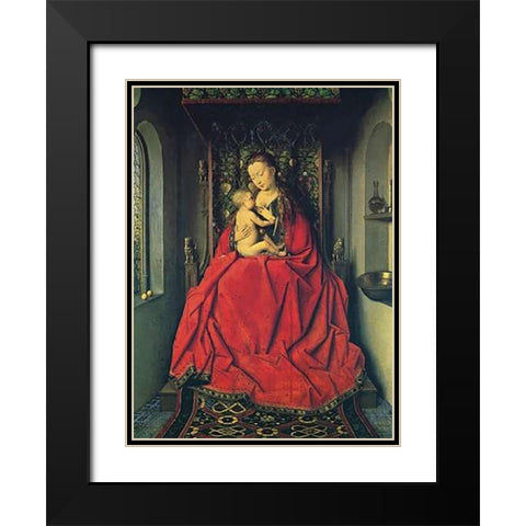 Lucca Madonna Black Modern Wood Framed Art Print with Double Matting by Van Eyck, Jan