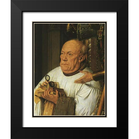 Virgin And Child With George Van Der Paele Det 6 Black Modern Wood Framed Art Print with Double Matting by Van Eyck, Jan