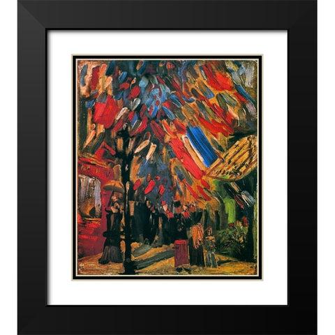 July 14th Celebration Paris Black Modern Wood Framed Art Print with Double Matting by Van Gogh, Vincent