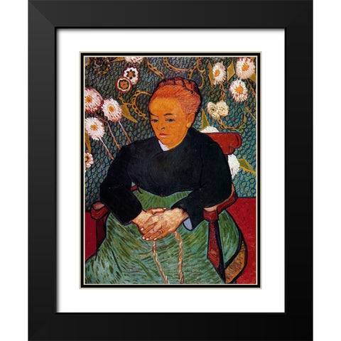 La Berceuse Black Modern Wood Framed Art Print with Double Matting by Van Gogh, Vincent