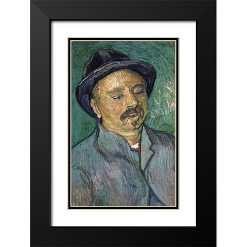 One Eyed Man Black Modern Wood Framed Art Print with Double Matting by Van Gogh, Vincent