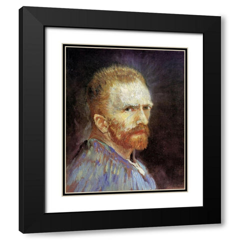 Self Portrait Black Modern Wood Framed Art Print with Double Matting by Van Gogh, Vincent