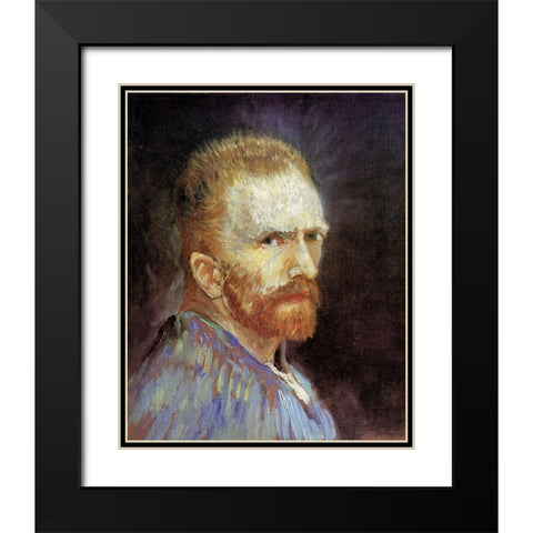 Self Portrait Black Modern Wood Framed Art Print with Double Matting by Van Gogh, Vincent
