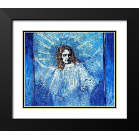 Half Figure Of Angel Black Modern Wood Framed Art Print with Double Matting by Van Gogh, Vincent