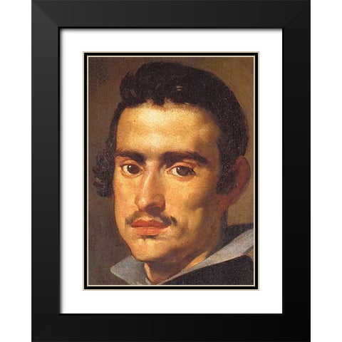 A Young Man Black Modern Wood Framed Art Print with Double Matting by Velazquez, Diego