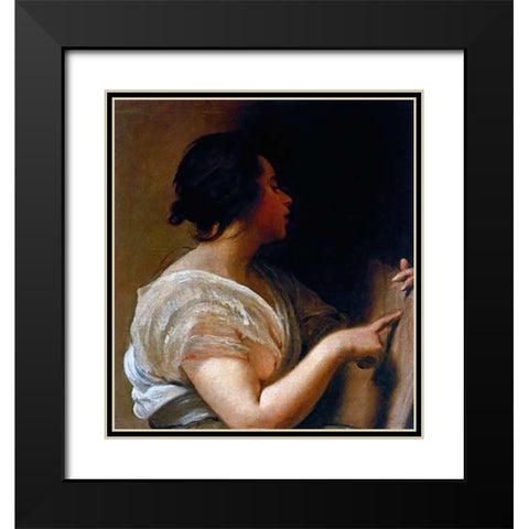 Arachne Black Modern Wood Framed Art Print with Double Matting by Velazquez, Diego