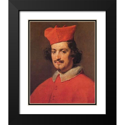 Cardinal Astalli Black Modern Wood Framed Art Print with Double Matting by Velazquez, Diego