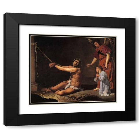 Museumist At The Column Black Modern Wood Framed Art Print with Double Matting by Velazquez, Diego