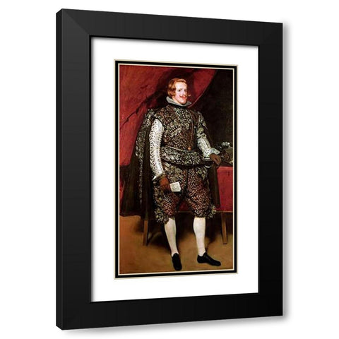 King Philip IV In A Costume With Silver Black Modern Wood Framed Art Print with Double Matting by Velazquez, Diego