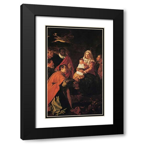 The Adoration Of The Magi Black Modern Wood Framed Art Print with Double Matting by Velazquez, Diego