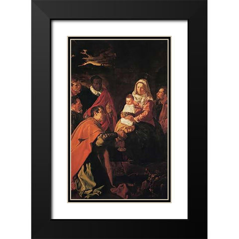 The Adoration Of The Magi Black Modern Wood Framed Art Print with Double Matting by Velazquez, Diego