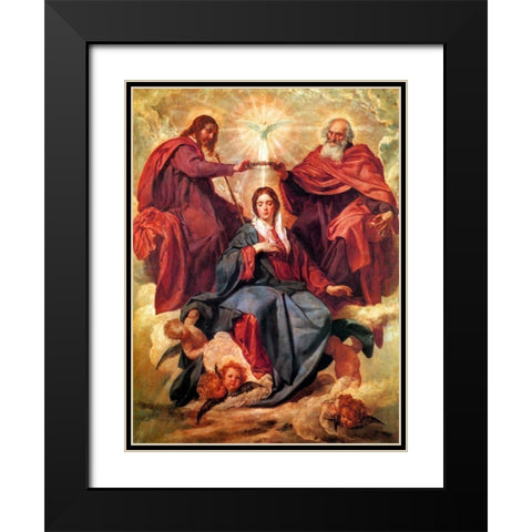 The Coronation Of The Virgin Black Modern Wood Framed Art Print with Double Matting by Velazquez, Diego