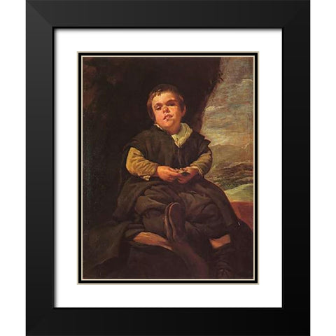The Dwarf Francisco Lezcano Black Modern Wood Framed Art Print with Double Matting by Velazquez, Diego
