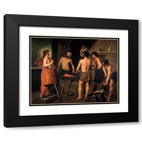The Forge Of Vulcan Black Modern Wood Framed Art Print with Double Matting by Velazquez, Diego