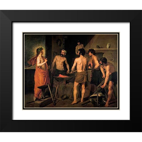 The Forge Of Vulcan Black Modern Wood Framed Art Print with Double Matting by Velazquez, Diego