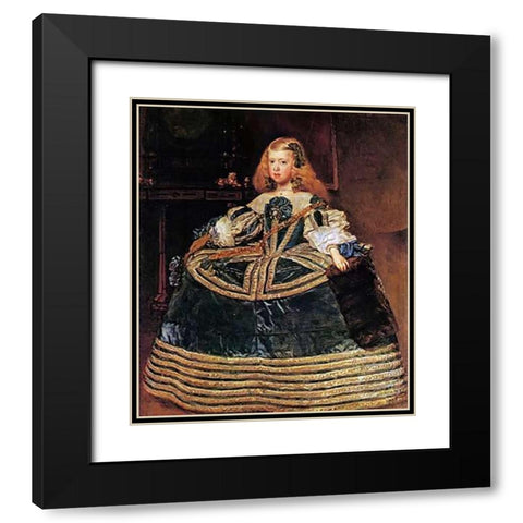 The Infanta Margarita In A Blue Dress Black Modern Wood Framed Art Print with Double Matting by Velazquez, Diego