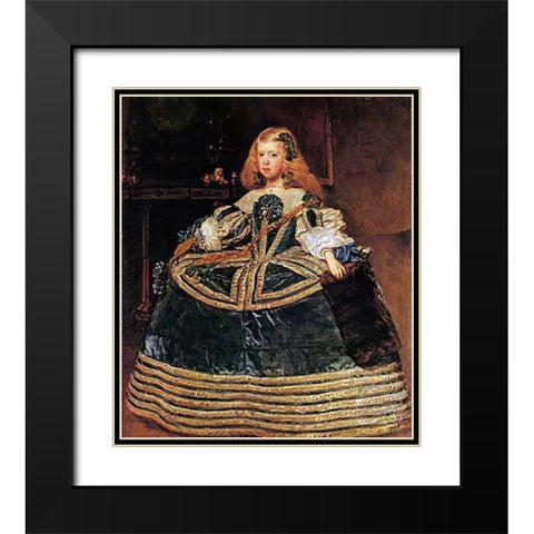 The Infanta Margarita In A Blue Dress Black Modern Wood Framed Art Print with Double Matting by Velazquez, Diego