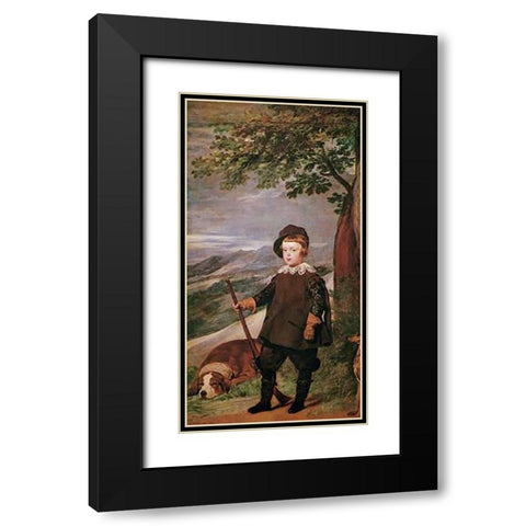 The Infante Baltasar Carlos As A Hunter Black Modern Wood Framed Art Print with Double Matting by Velazquez, Diego