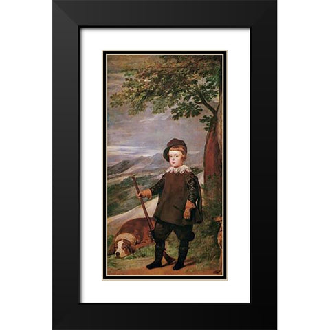 The Infante Baltasar Carlos As A Hunter Black Modern Wood Framed Art Print with Double Matting by Velazquez, Diego