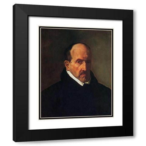 The Poet Don Luis De Gongora YArgote Black Modern Wood Framed Art Print with Double Matting by Velazquez, Diego