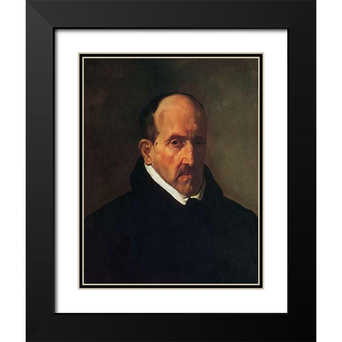 The Poet Don Luis De Gongora YArgote Black Modern Wood Framed Art Print with Double Matting by Velazquez, Diego