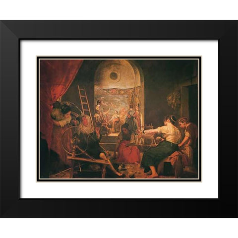 The Spinners The Fable Of Arachne Black Modern Wood Framed Art Print with Double Matting by Velazquez, Diego
