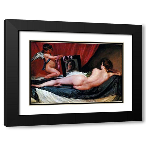 The Toilet Of Venus Black Modern Wood Framed Art Print with Double Matting by Velazquez, Diego