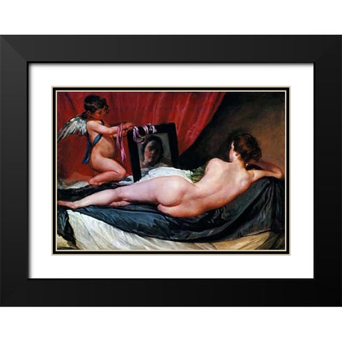 The Toilet Of Venus Black Modern Wood Framed Art Print with Double Matting by Velazquez, Diego