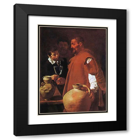 The Water Carrier Black Modern Wood Framed Art Print with Double Matting by Velazquez, Diego