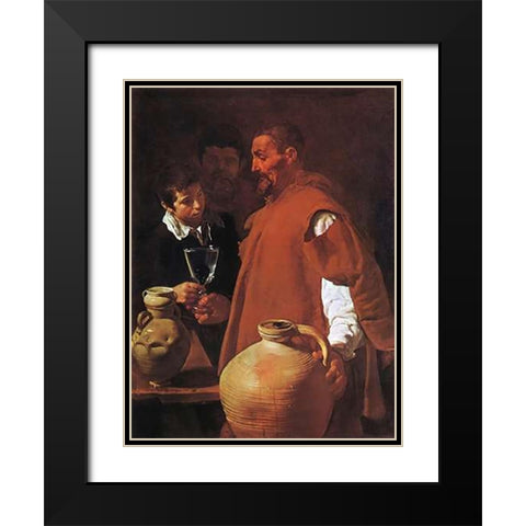The Water Carrier Black Modern Wood Framed Art Print with Double Matting by Velazquez, Diego