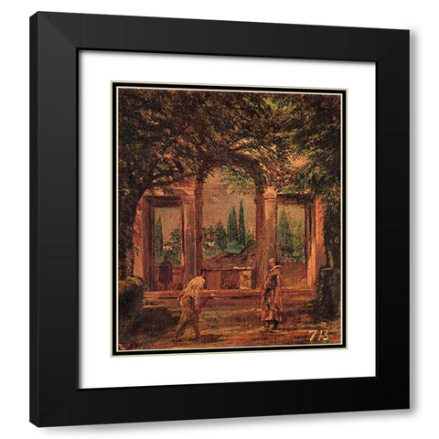 View Of The Gardens Of The Villa Medici Rome Black Modern Wood Framed Art Print with Double Matting by Velazquez, Diego