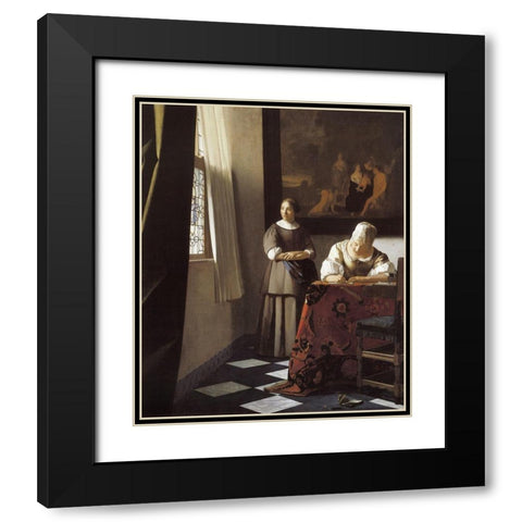 The Letter Black Modern Wood Framed Art Print with Double Matting by Vermeer, Johannes