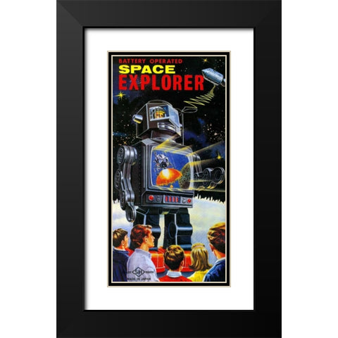 Battery Operated Space Explorer Black Modern Wood Framed Art Print with Double Matting by Retrobot