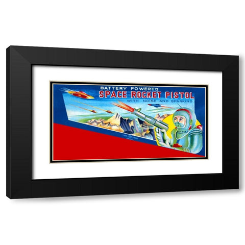 Space Rocket Pistol Black Modern Wood Framed Art Print with Double Matting by Retrobot
