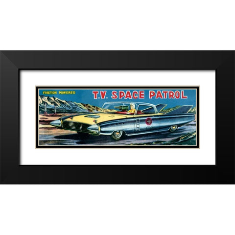 T.V. Space Patrol Car Black Modern Wood Framed Art Print with Double Matting by Retrobot