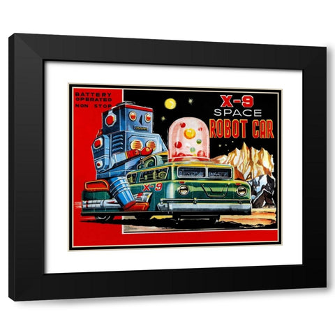 X-9 Space Robot Car Black Modern Wood Framed Art Print with Double Matting by Retrobot