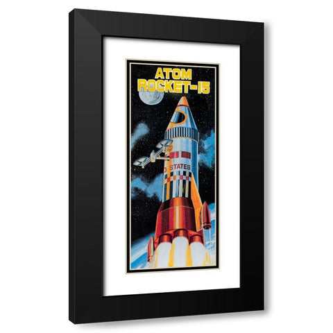Atom Rocket-15 Black Modern Wood Framed Art Print with Double Matting by Retrobot