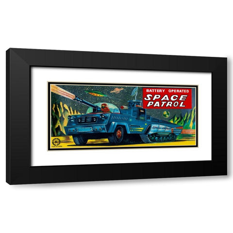 Space Patrol Black Modern Wood Framed Art Print with Double Matting by Retrobot