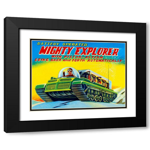 Mighty Explorer with Piston Action Black Modern Wood Framed Art Print with Double Matting by Retrobot