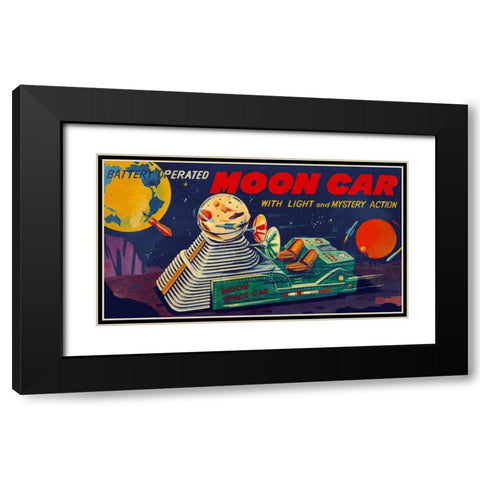 Moon Car Black Modern Wood Framed Art Print with Double Matting by Retrobot