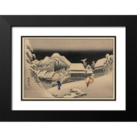 Kanbara Black Modern Wood Framed Art Print with Double Matting by Hiroshige, Ando