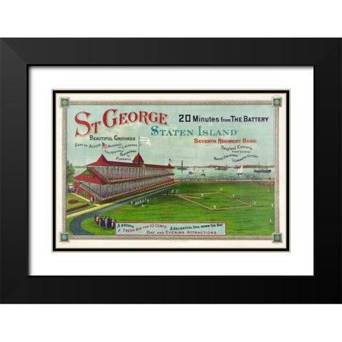 Baseball game being played at St. George Park Black Modern Wood Framed Art Print with Double Matting by Unknown