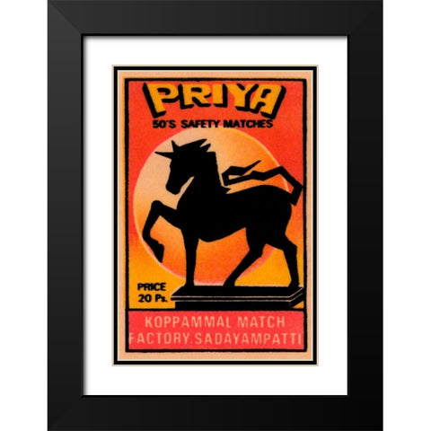 Priya 50s Safety Matches Black Modern Wood Framed Art Print with Double Matting by Phillumenart