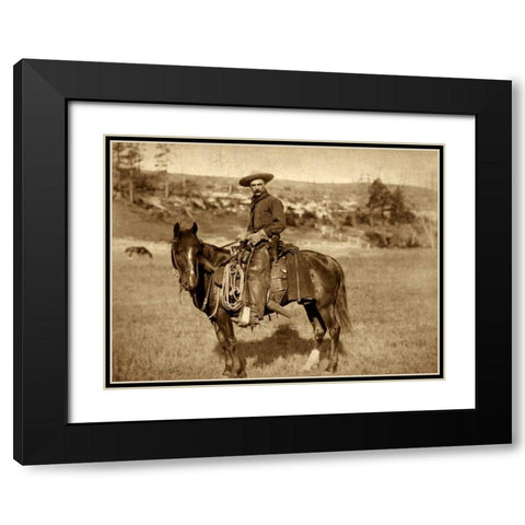 Cow Boy Black Modern Wood Framed Art Print with Double Matting by Grabill, John C.H.