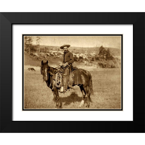 Cow Boy Black Modern Wood Framed Art Print with Double Matting by Grabill, John C.H.