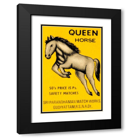 Queen Horse Matches Black Modern Wood Framed Art Print with Double Matting by Phillumenart