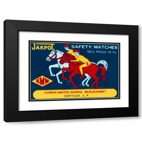 Jakpot Safety Matches Black Modern Wood Framed Art Print with Double Matting by Phillumenart