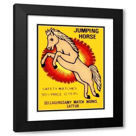 Jumping Horse Safety Matches Black Modern Wood Framed Art Print with Double Matting by Phillumenart