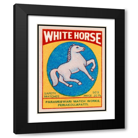 White Horse Matches Black Modern Wood Framed Art Print with Double Matting by Phillumenart