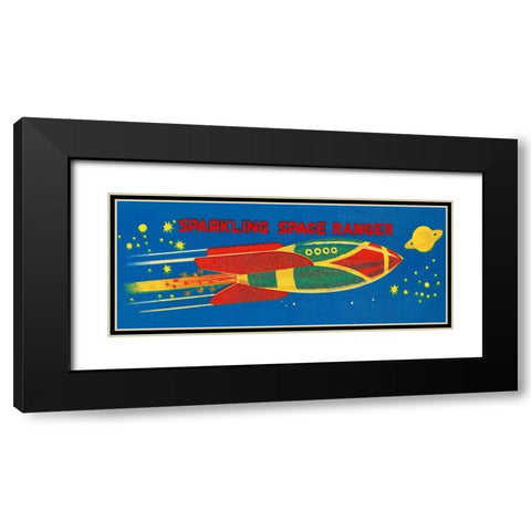 Sparkling Space Ranger Black Modern Wood Framed Art Print with Double Matting by Retrobot